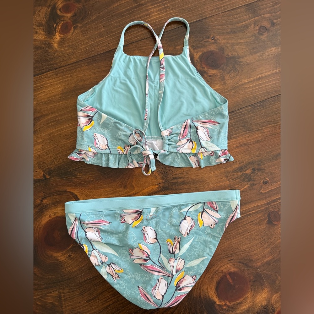 CALIA by Carrie Underwood Light Blue Floral High-Neck Bikini - Picture 3 of 4